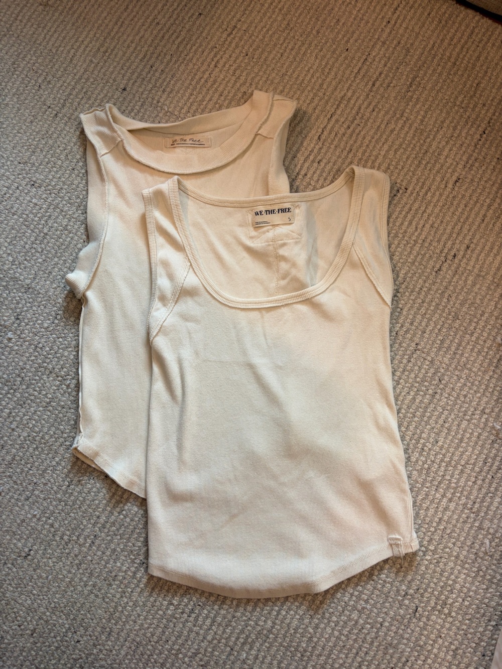 We The Free 2 Styles of Cream Ribbed Tank Tops